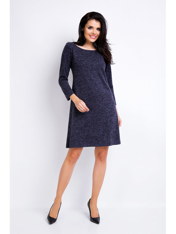 Awama Awama Úpletové šaty A162 Tmavomodrá Basic Fit