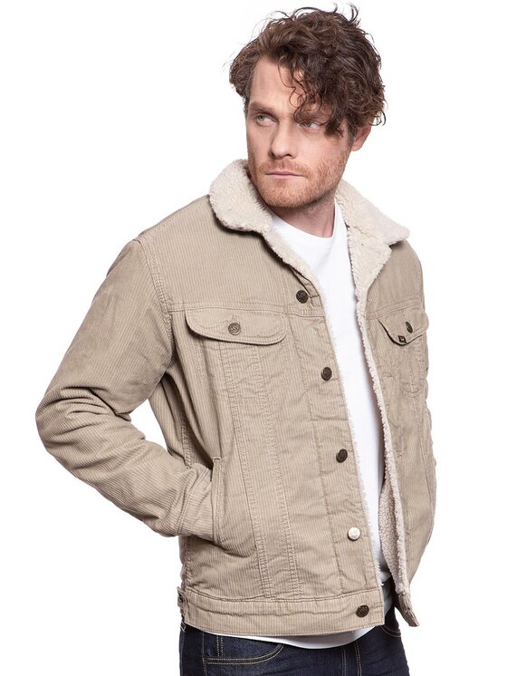 Lee Lee Kurtka zimowa SHERPA JACKET Beżowy Regular Fit