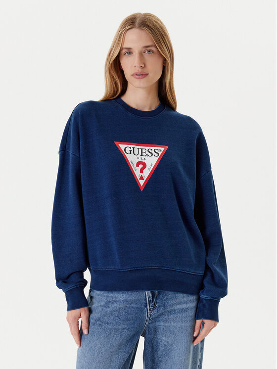 Guess Jeans Mikina W5YQ12 KCXQ1 Tmavomodrá Oversize