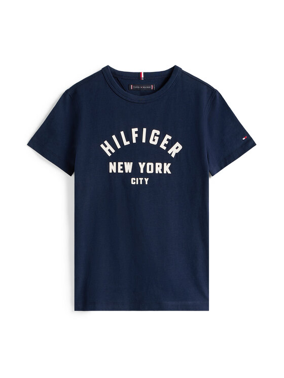 Tommy Hilfiger Tommy Hilfiger T-Shirt Curved Graphic KB0KB09800 Tmavomodrá Regular Fit