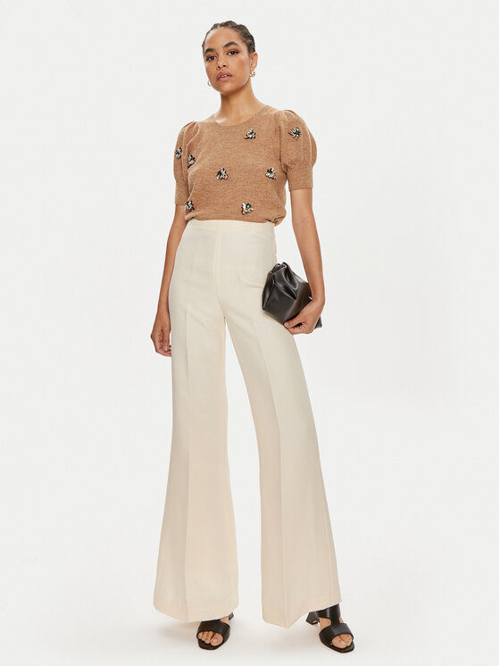 TWINSET TWINSET Spodnie materiałowe 241TT2104 Beżowy Wide Leg