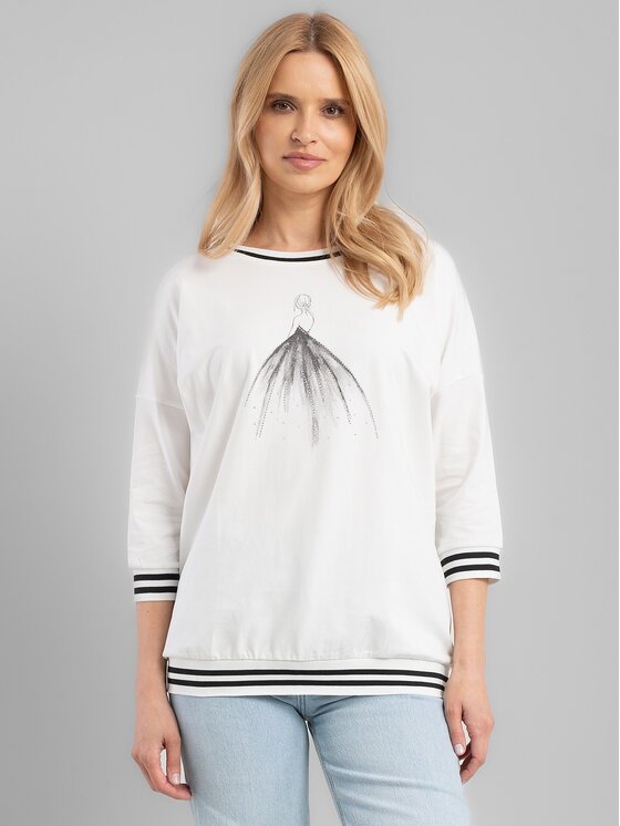 Perso Perso Bluzka TLE240234F Écru Regular Fit
