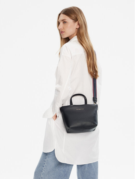 Tommy Hilfiger Tommy Hilfiger Torebka Th Logotape Mini Tote AW0AW17694 Granatowy