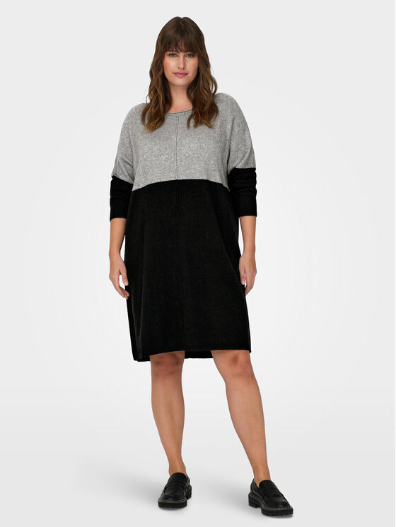 ONLY Carmakoma ONLY Carmakoma Плетена рокля 15183362 Сив Regular Fit