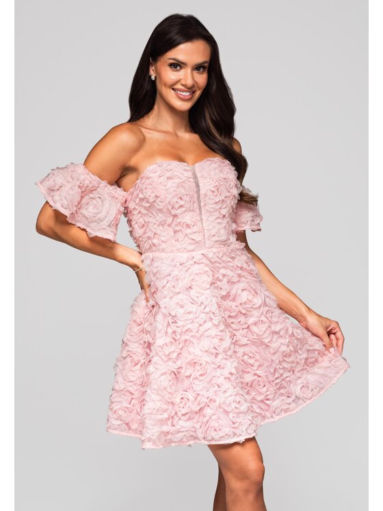 Ombre Ombre Sukienka koktajlowa LA-OM-DLR231 Różowy Regular Fit