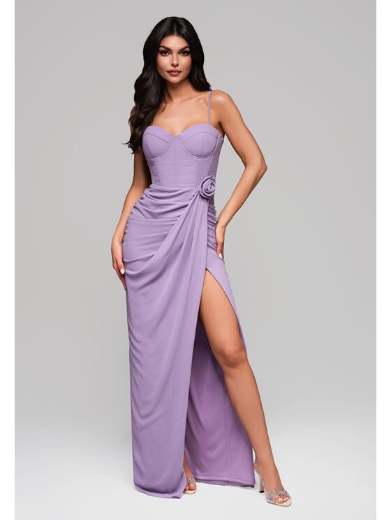 Ombre Ombre Sukienka wieczorowa LA-OM-DLR145 Fioletowy Regular Fit