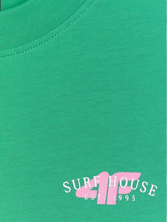 4F 4F T-Shirt 4FRSS26TTSHF4516-42S Zielony Loose Fit