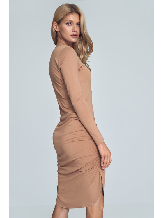 FIGL FIGL Sukienka M714 Beżowy Slim Fit