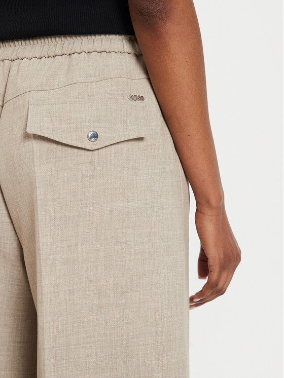 BOSS Boss Hlače iz tkanine Tamaya 50518871 Bež Oversize