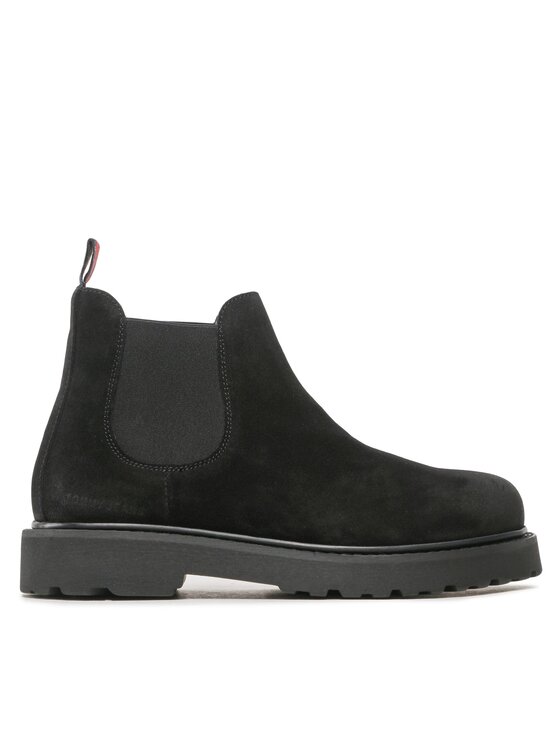 Tommy Jeans Tommy Jeans Kotníková obuv s elastickým prvkem Tommy Jeans Suede Boot EM0EM01205 Černá