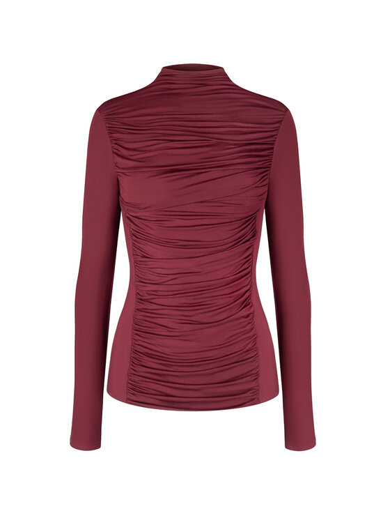 BENU BENU Bluzka z golfem Bordowy Slim Fit