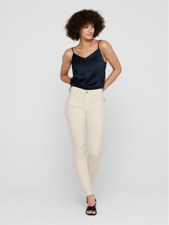 ONLY ONLY Jeansy 15218655 Écru Skinny Fit
