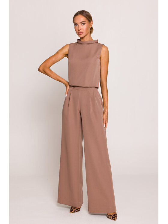 Made of Emotion Made of Emotion Kombinezon M382 Brązowy Wide Leg
