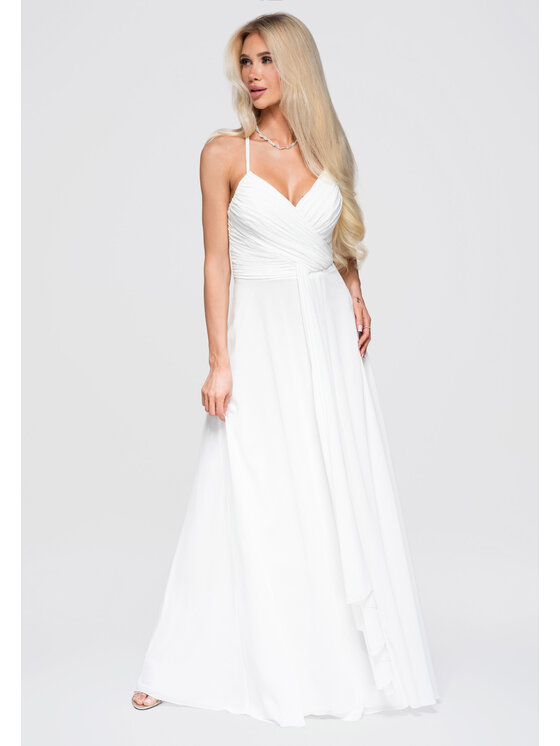 Ombre Ombre Sukienka wieczorowa LA-OM-DLR310 Biały Regular Fit