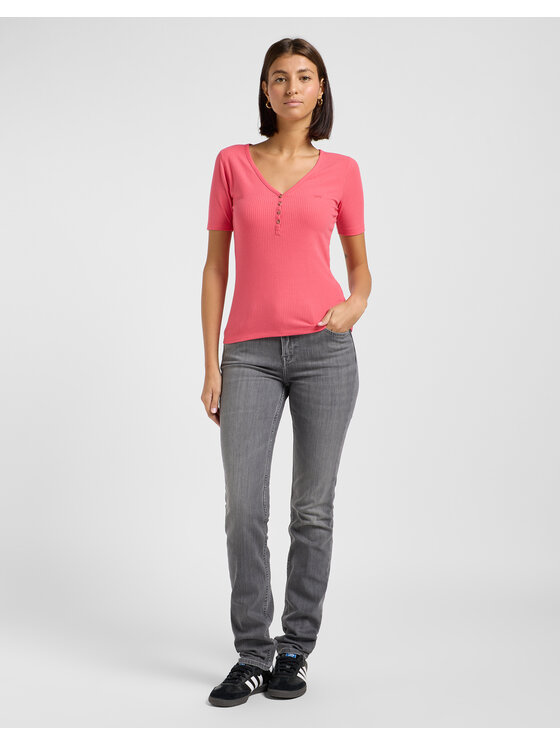 Lee Lee T-Shirt HENLEY 112363618 Różowy Regular Fit
