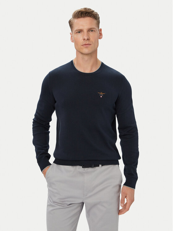 Aeronautica Militare Pulover 262MA1631UL00506 Bleumarin Regular Fit