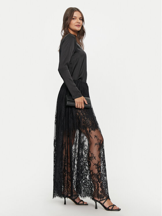 ViCOLO ViCOLO Midi sijonas TS0227 Juoda Regular Fit