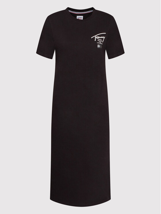 Tommy Jeans Tommy Jeans Kleid für den Alltag Modern Signature DW0DW12876 Schwarz Relaxed Fit