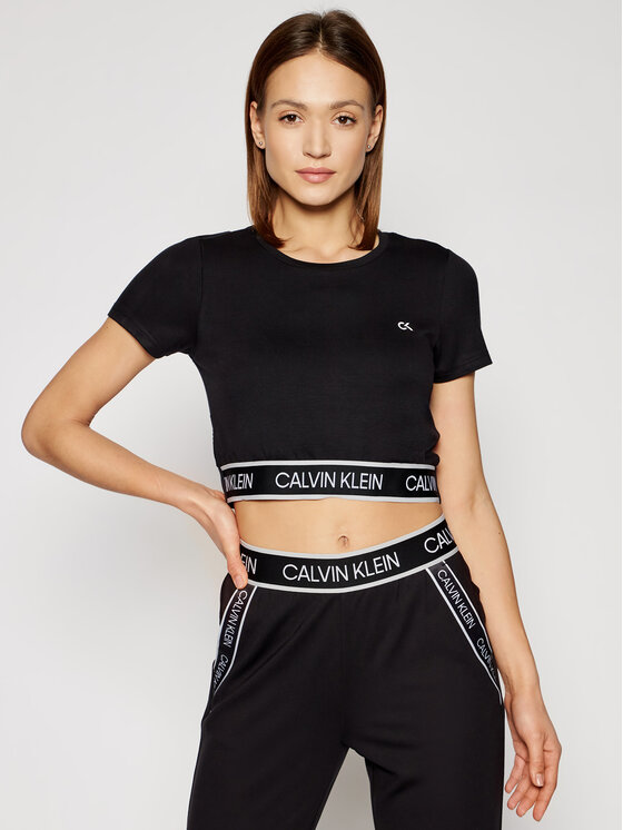 Calvin Klein Performance Bluza Mesh Back Cropped 00GWS1K132 Črna Regular Fit
