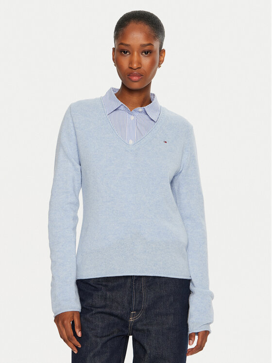 Tommy Hilfiger Tommy Hilfiger Sveter WW0WW43505 Modrá Regular Fit