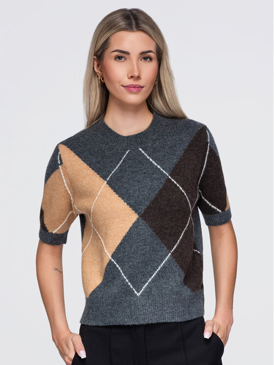 Ombre Ombre Sweter OW-SW-E0037 Szary Regular Fit