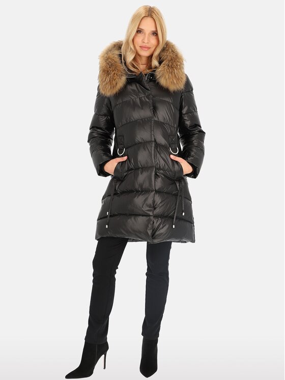 Perso Perso Kurtka damska BLH241062FXR Czarny Regular Fit