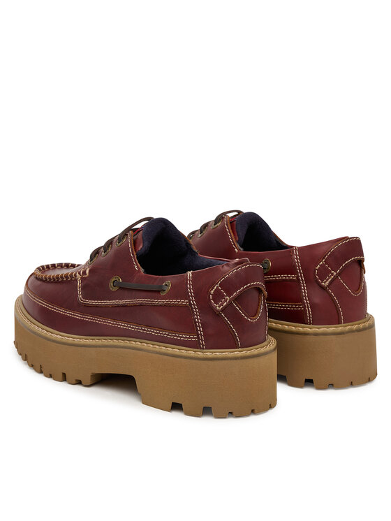 Tommy Jeans Tommy Jeans Poltopánky Archive '01 Boat Shoe Leather EN0EN03003 Bordová