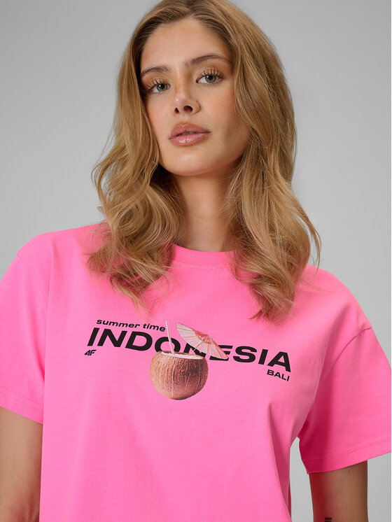 4F 4F T-Shirt T-SHIRT GALLERY Różowy Loose Fit