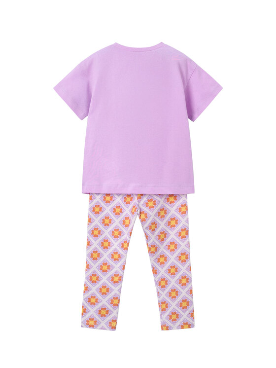 Mayoral Mayoral Komplet t-shirt i legginsy 3727 Fioletowy Regular Fit