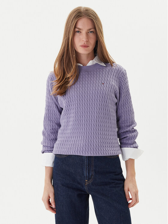 Tommy Hilfiger Tommy Hilfiger Пуловер Fine WW0WW44993 Виолетов Regular Fit