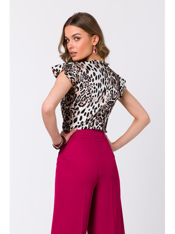 Stylove Stylove Bluzka S344 Beżowy Regular Fit