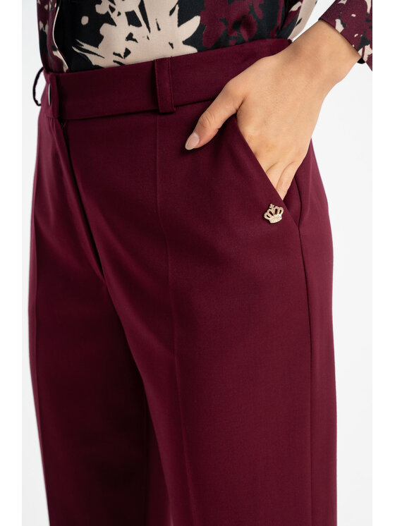 CLICK CLICK Společenské kalhoty 30-445 Bordó Classic Fit
