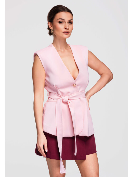 Ombre Ombre Kamizelka OW-VE-E0001 Różowy Slim Fit