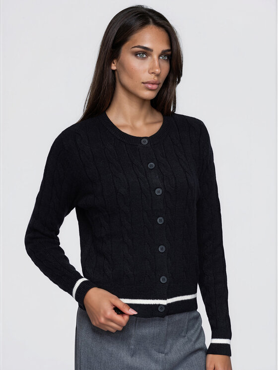 Ombre Ombre Kardigan OW-SW-E0028 Černá Slim Fit
