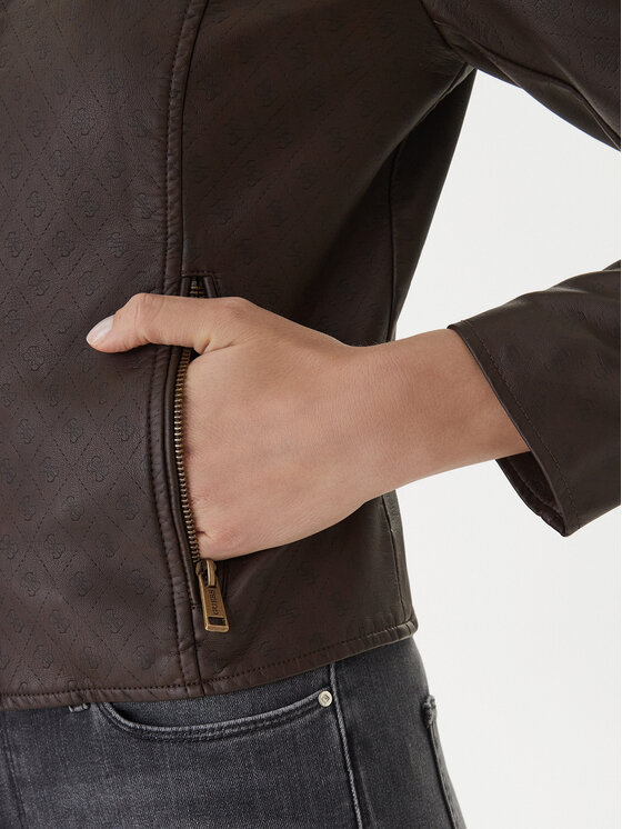 Guess Guess Bunda z imitace kůže W6GL09 W1834 Hnědá Regular Fit