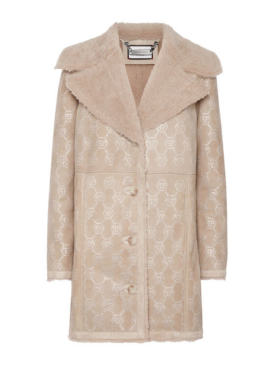 PHILIPP PLEIN PHILIPP PLEIN Cappotto in pelle 20189 Beige Loose Fit