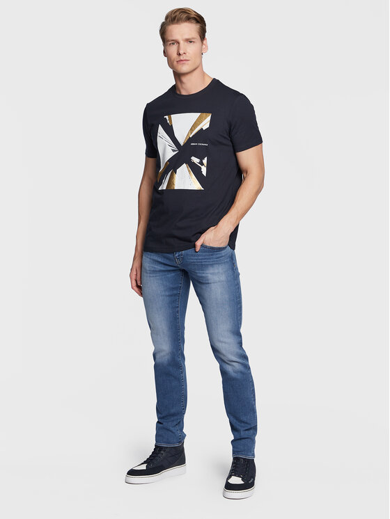 Armani Exchange Armani Exchange T-Shirt 3RZTHQ ZJBYZ 1510 Granatowy Slim Fit