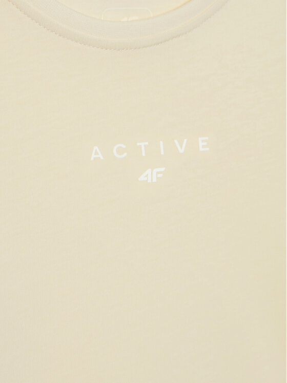 4F 4F T-Shirt HJZ22-JTSD002 Μπεζ Regular Fit
