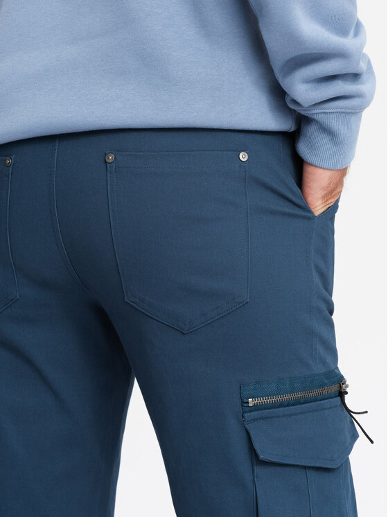 Ombre Ombre Spodnie cargo OM-PACG-0196 Granatowy Regular Fit