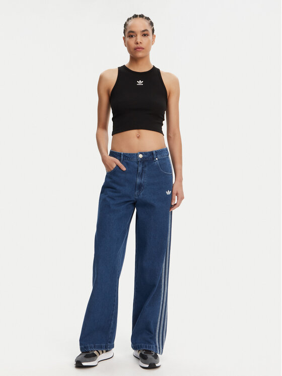 adidas adidas Jeansy adicolor Denim 3-Stripes JD2574 Modrá Wide Leg