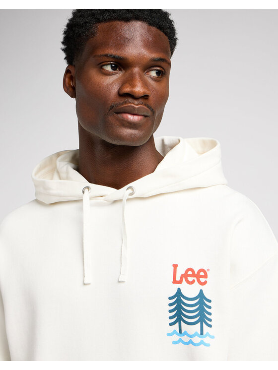 Lee Lee Bluza GRAPHIC HOODIE Biały Regular Fit