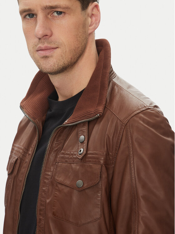 Serge Pariente Serge Pariente Giacca di pelle Tornade Marrone Regular Fit