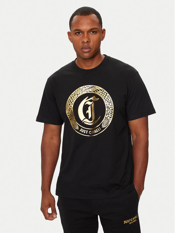 Just Cavalli Tricou 77OAHT01 Negru Regular Fit