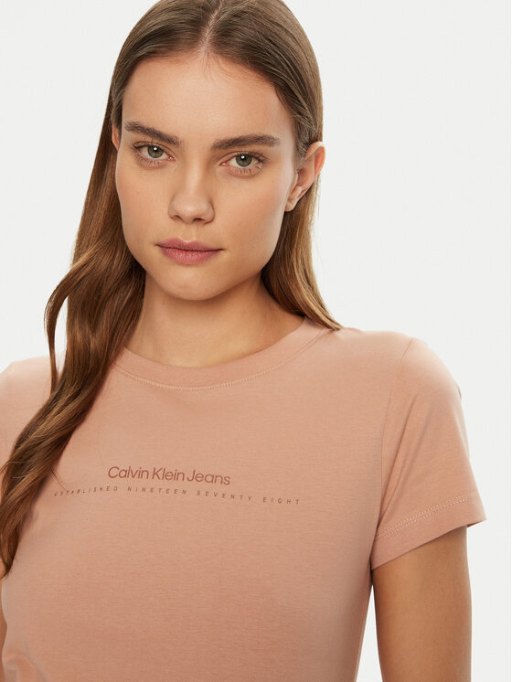Calvin Klein Jeans Calvin Klein Jeans Póló Institutional Graphic J20J224990 Bézs Slim Fit
