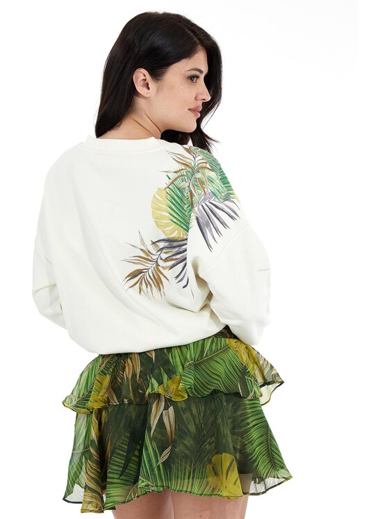 Felpa Palm W3GQ16 K8802 Écru Relaxed Fit