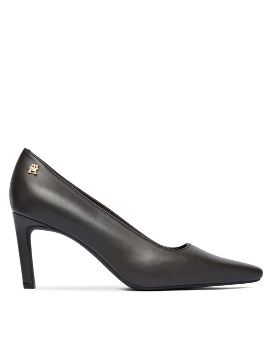 Tommy Hilfiger Tommy Hilfiger Pantofi pumps Th Logo Lth Pump Slanted Hl FW0FW09008 Negru