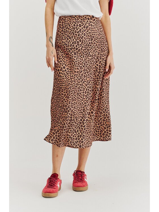 NAOKO NAOKO Midi sukňa Wild Instinct Hnedá Regular Fit