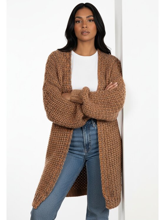 FIGL FIGL Kardigan M1277 Pomarańczowy Regular Fit