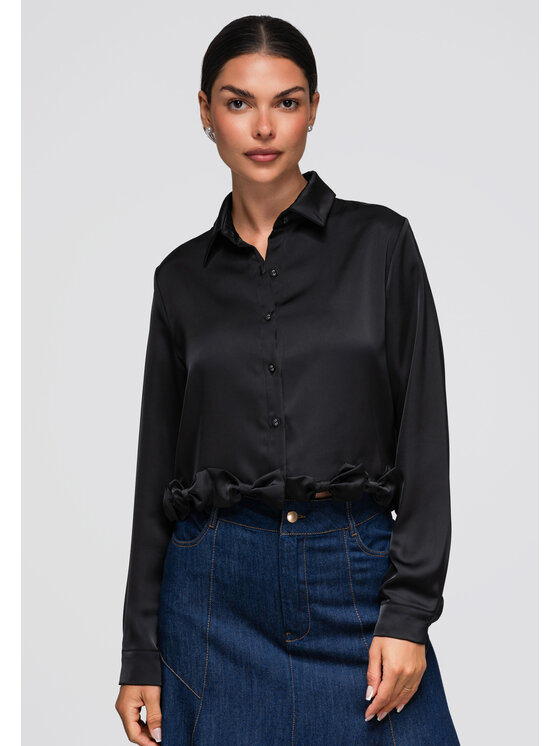 Ombre Ombre Koszula OW-SH-E0059 Czarny Loose Fit