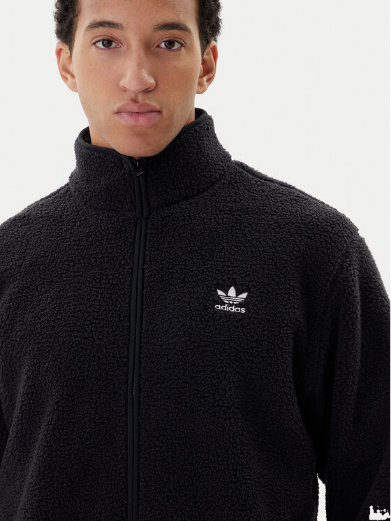 adidas adidas Fleecová mikina Trefoil Essentials Teddy JV7676 Černá Loose Fit